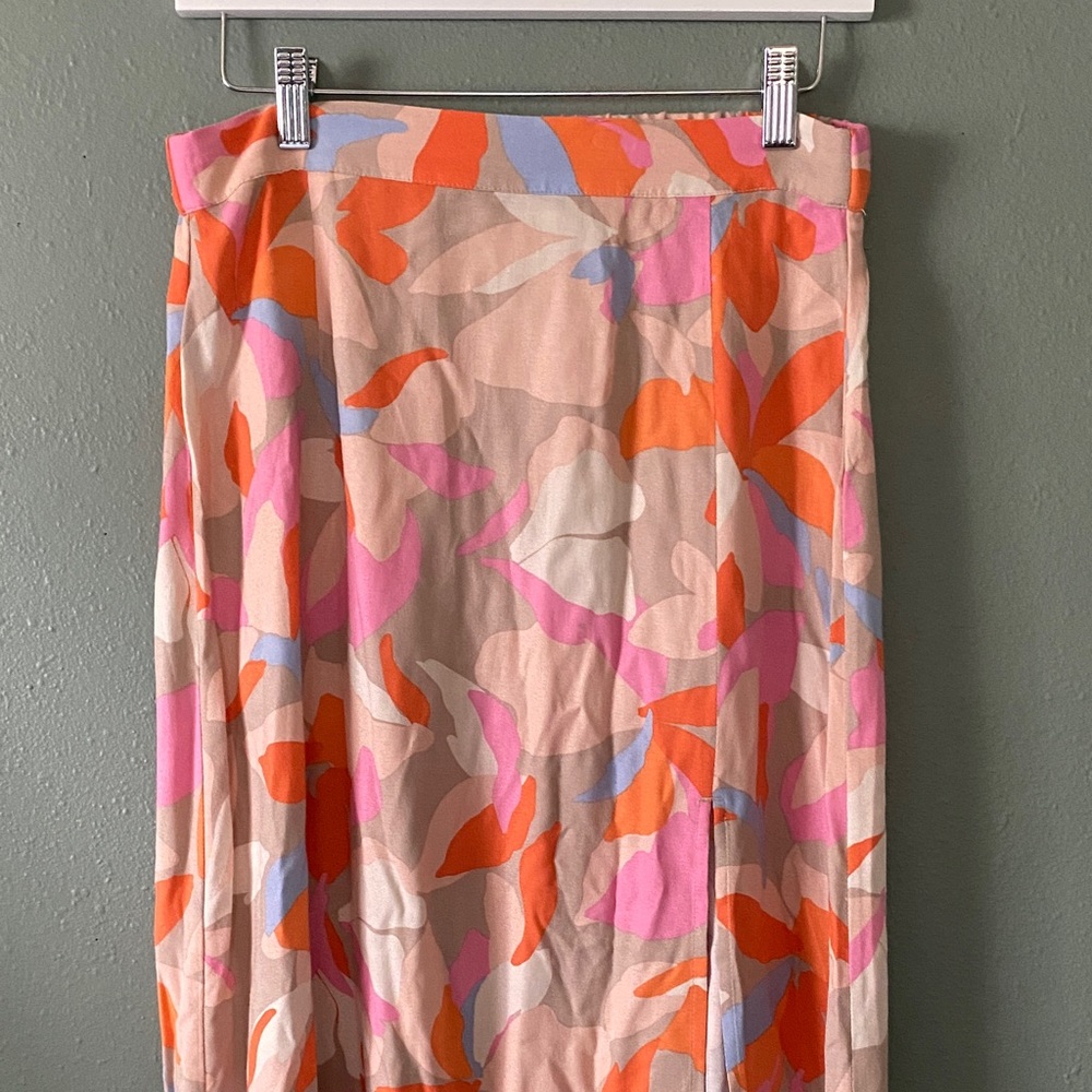 Saltwater LUXE Pink and Orange A-Line Maxi Skirt Medium